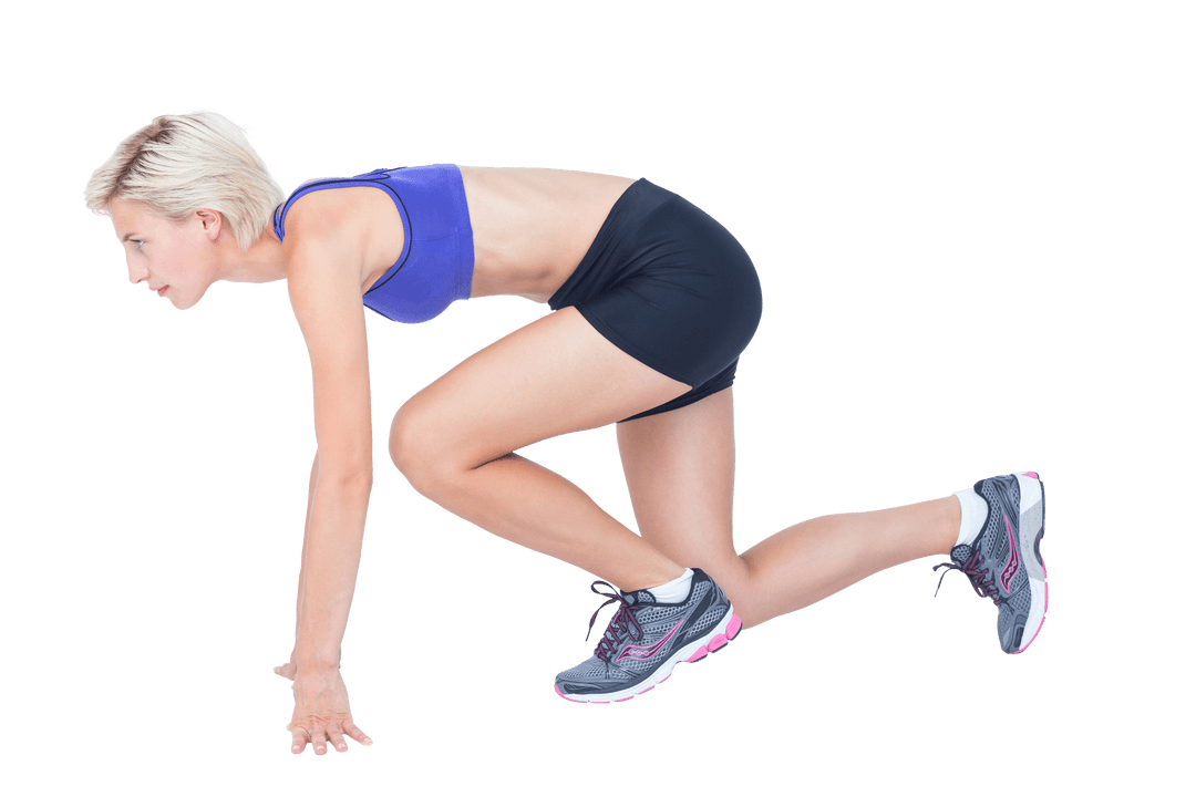 Transparent Athlete Preparing for Sprint in Workout Apparel