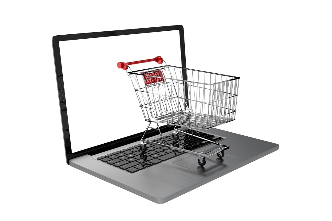 Transparent Laptop and Shopping Trolley for Online Shopping Concept - Download Free Stock Images Pikwizard.com