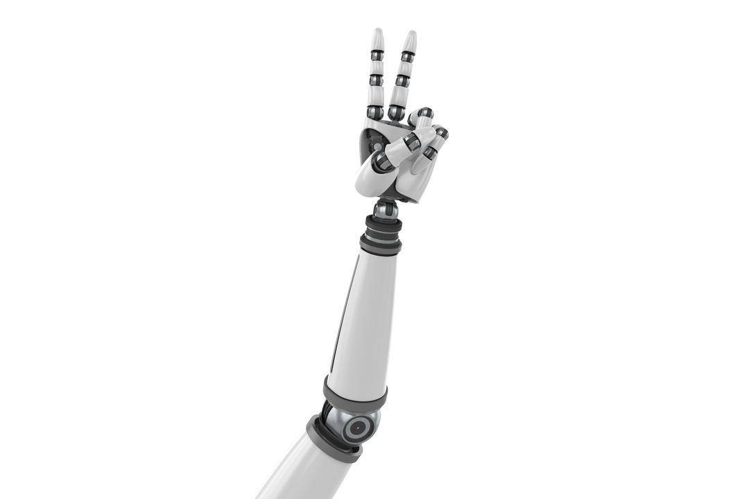 Robotic Hand Showing Victory Sign Transparent Background - Download Free Stock Images Pikwizard.com