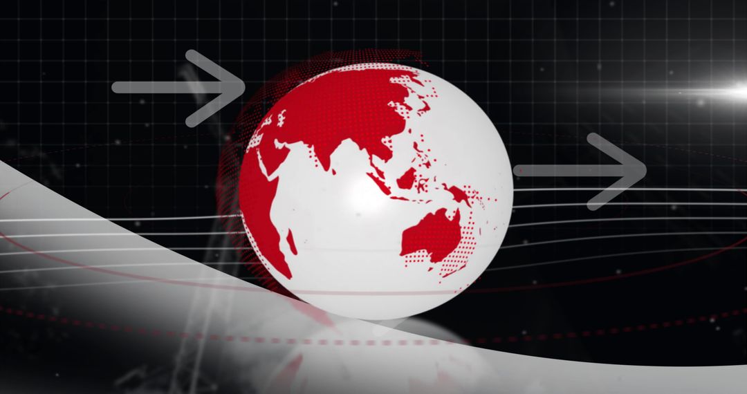 Digital Globe with Directional Arrows Illustrating Global Concepts