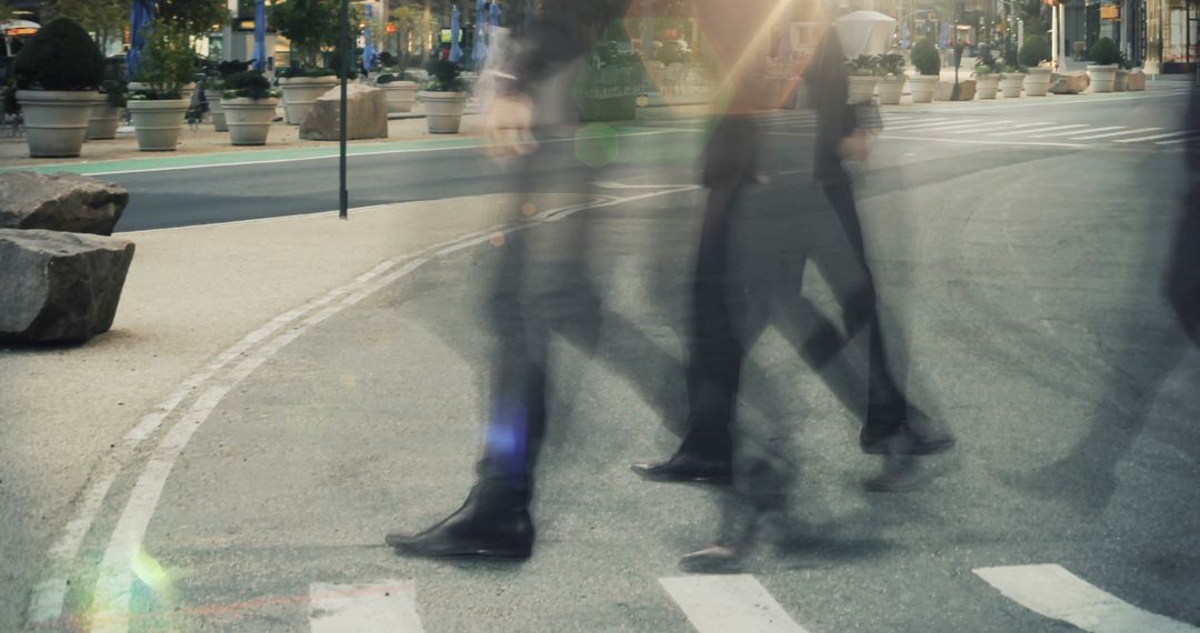 Motion Blur of People Walking in Urban Center at Sunset - Free Images, Stock Photos and Pictures on Pikwizard.com