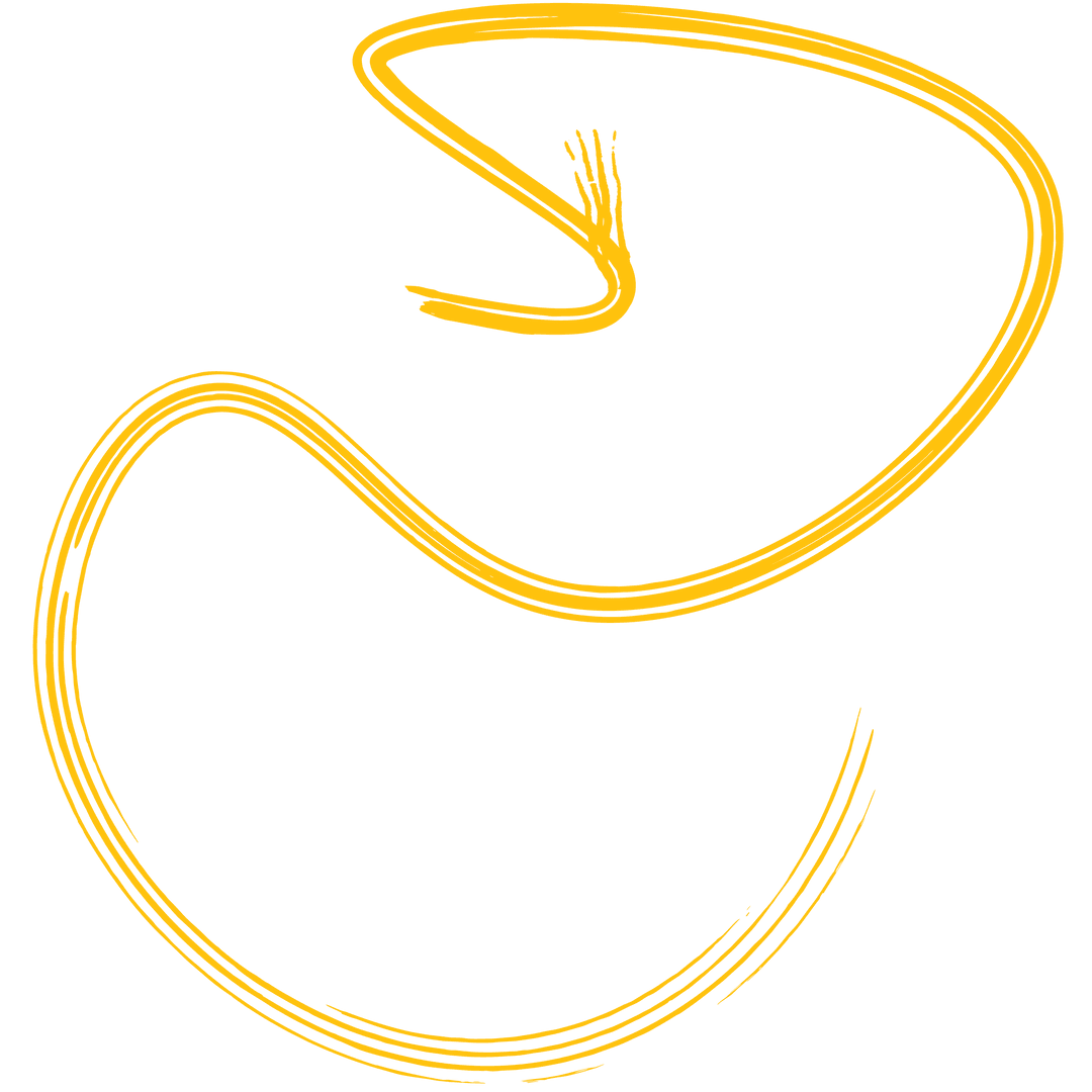 Yellow Hand-Drawn Twisted Arrow on Transparent Background
