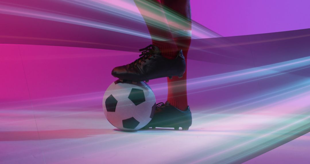 Soccer Player in a Futuristic Setting with Abstract Lights