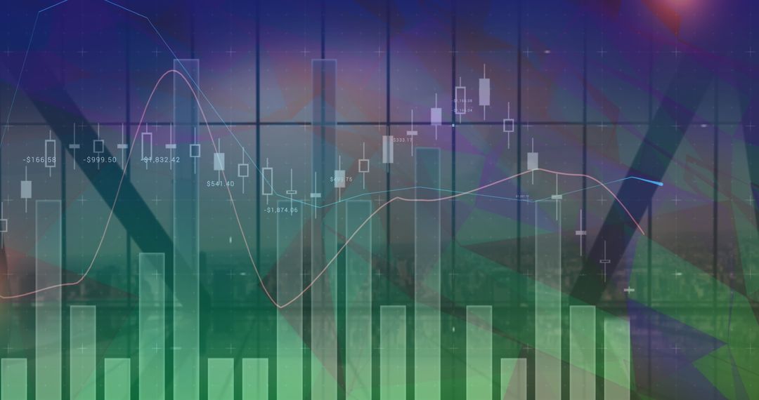 Financial Growth Trends with Digital Overlay in City