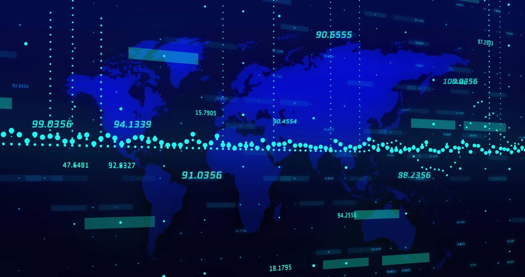 Global Financial Data Analyzing Hologram with World Map