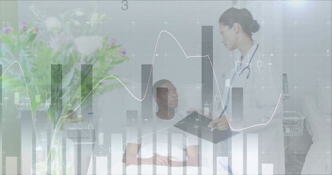 Doctor Consulting Patient with OVER Health Data Visualization Overlay