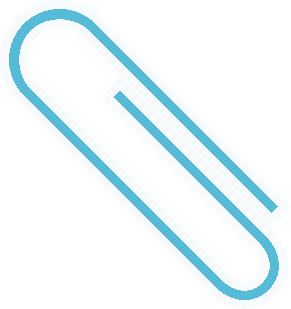 Minimalist Blue Paper Clip Icon on Transparent Background