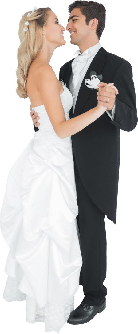 Elegant Transparent Bride and Groom Dancing Joyously