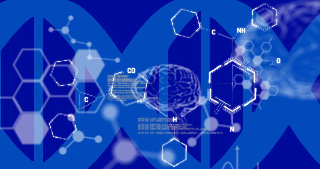 Digital Interface with Chemical Formulas and AI Concept