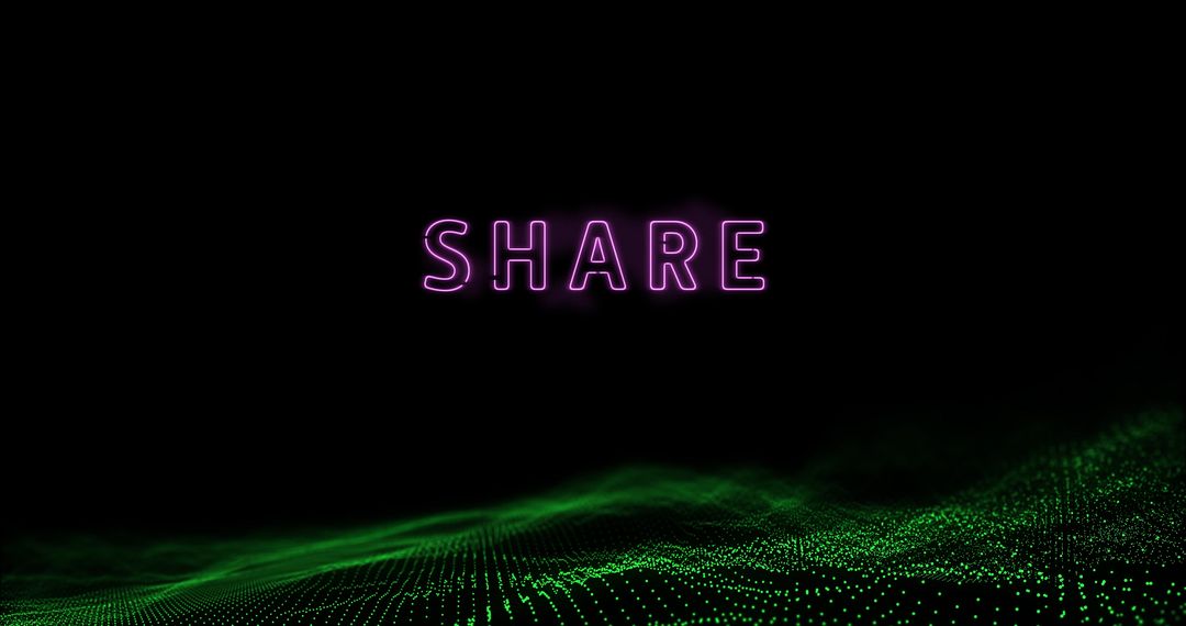 Share Text Over Futuristic Digital Wave Background