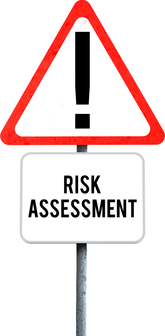 Transparent Warning Sign with Risk Assessment Text for Safety Concepts