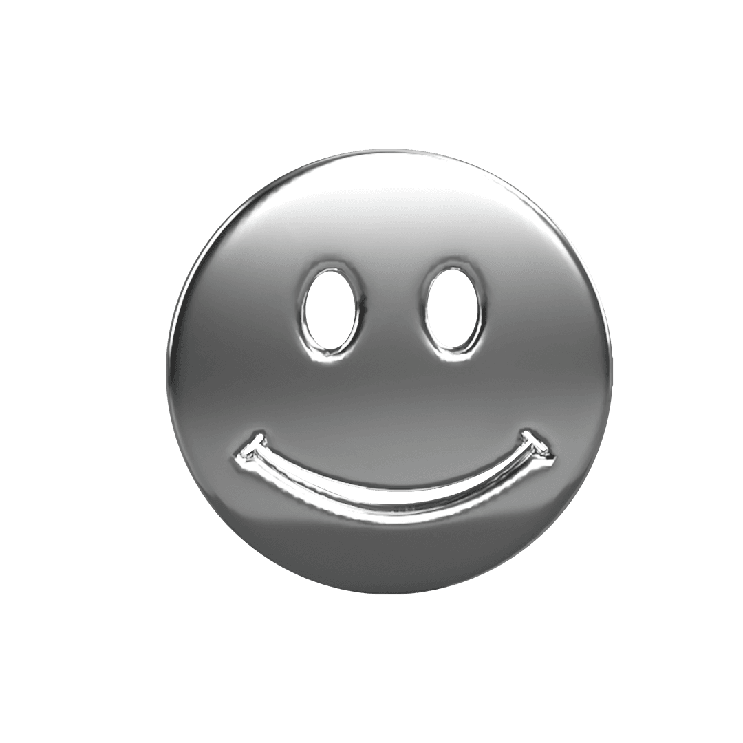 Metallic Smiling Emo Face 3D Transparent Abstract Futuristic Design