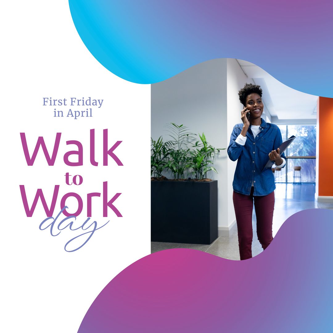 Professional Woman Embracing Walk to Work Day in Office Environment