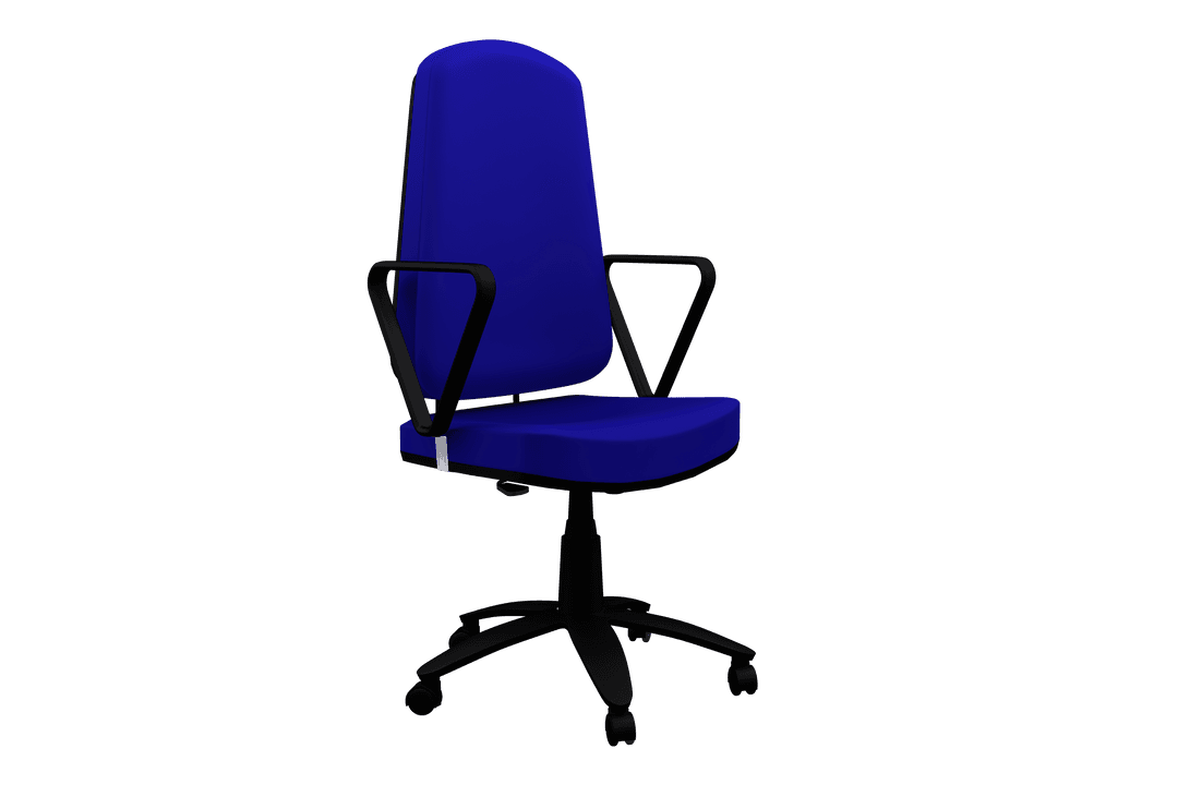 Blue Office Chair on Transparent Background Emphasizing Ergonomic Design