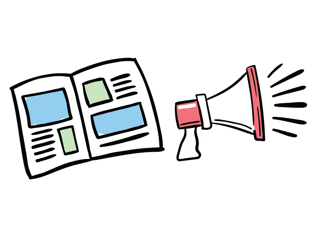 Transparent Magazine and Loudspeaker Illustration for Communication Concepts