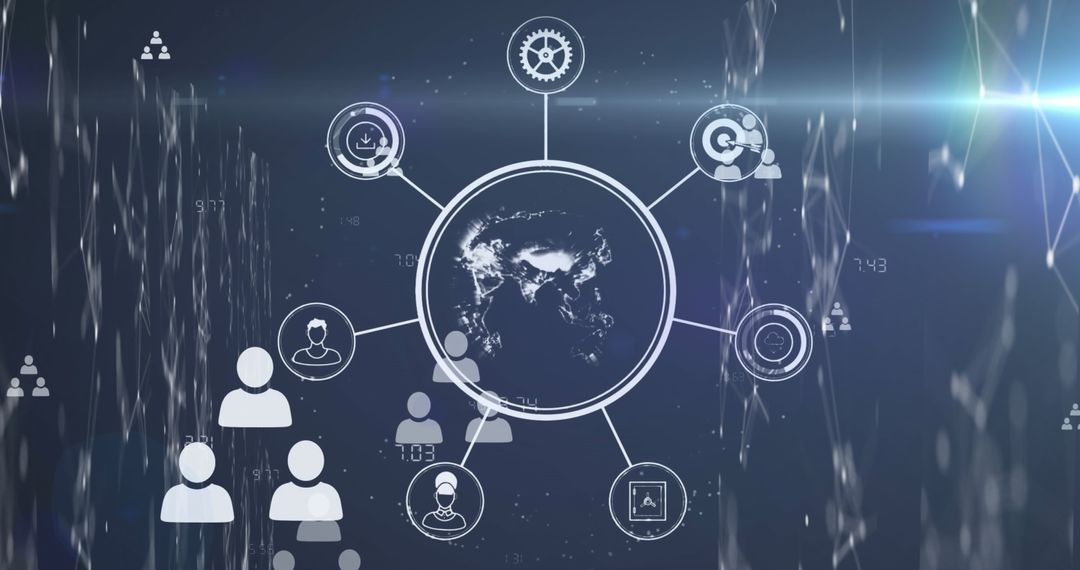 Digital Global Network with Data Connections Visualization