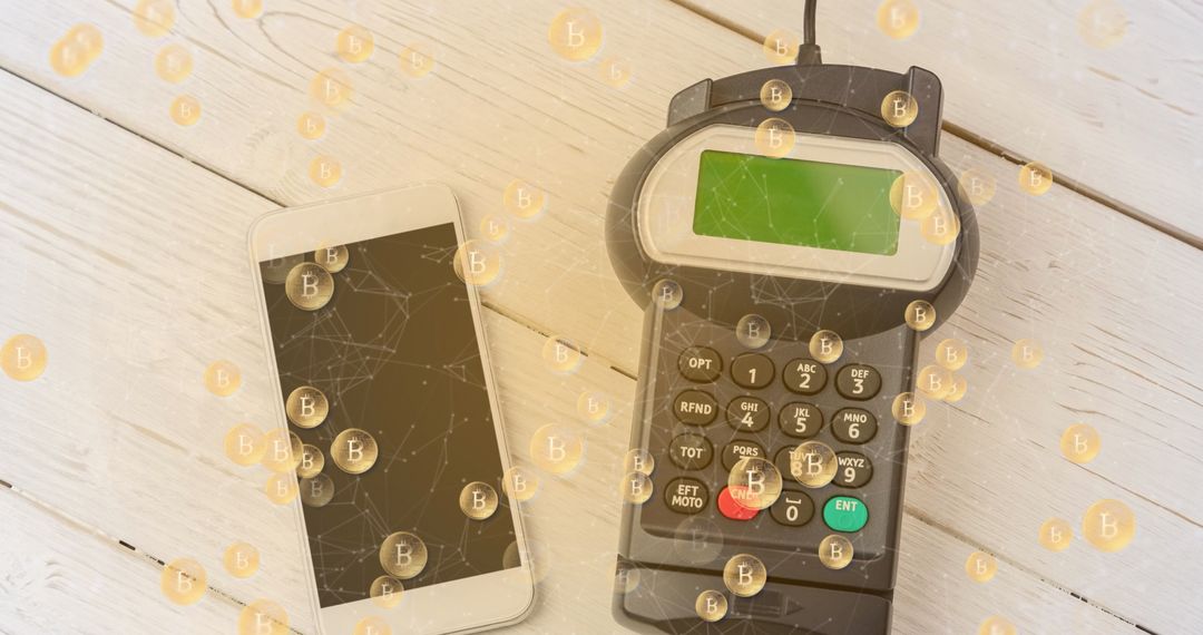 Contactless Payment Concept with Smartphone and Bitcoins