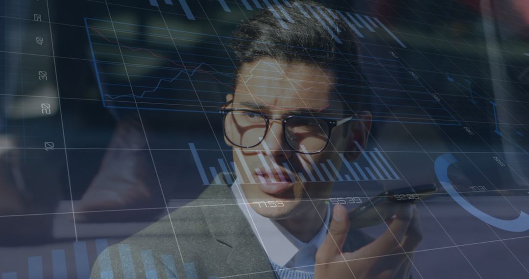 Business Professional Analyzing Financial Data Interfaces