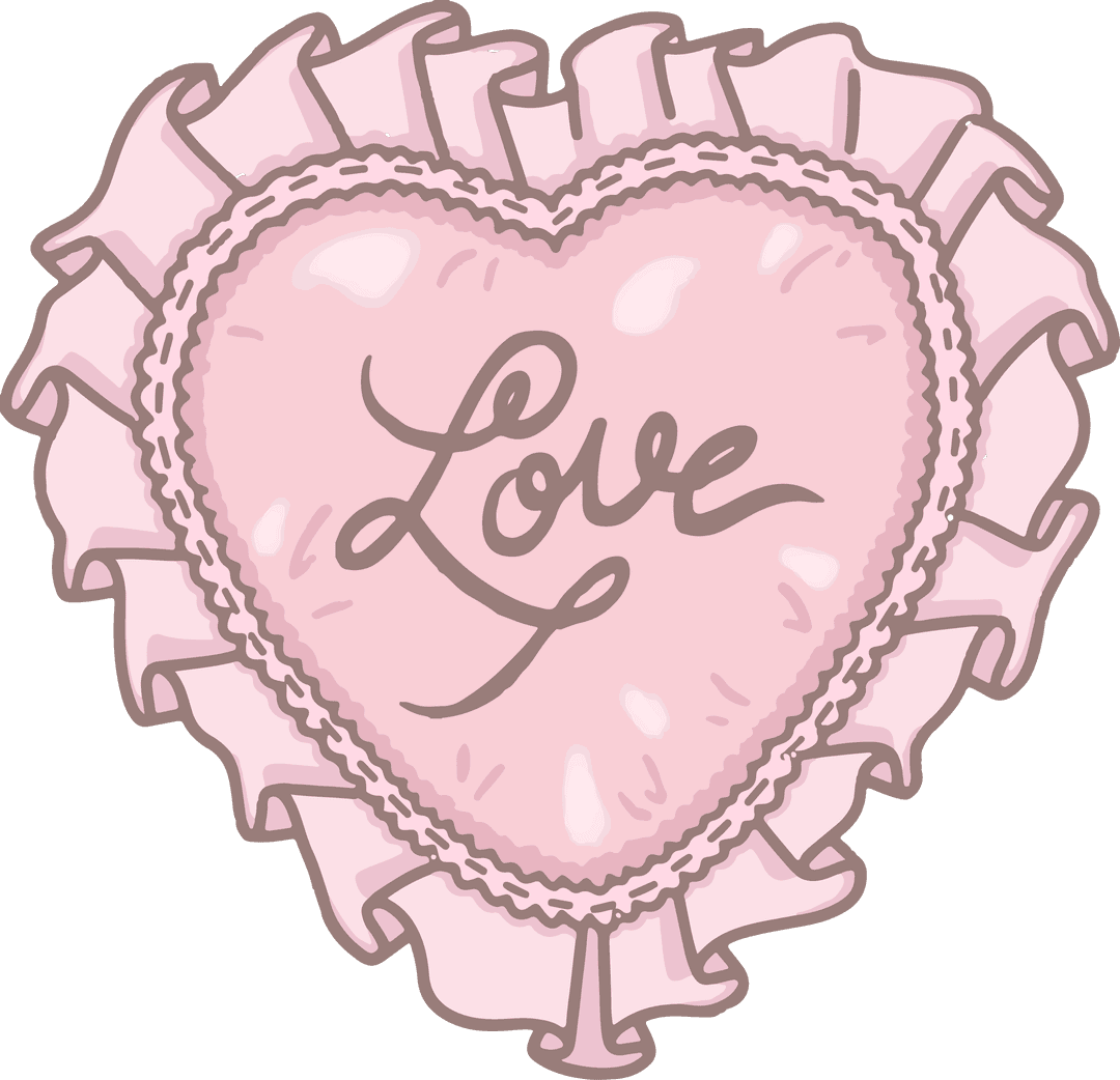 Heart Shaped Cushion with Love Text on Transparent Background