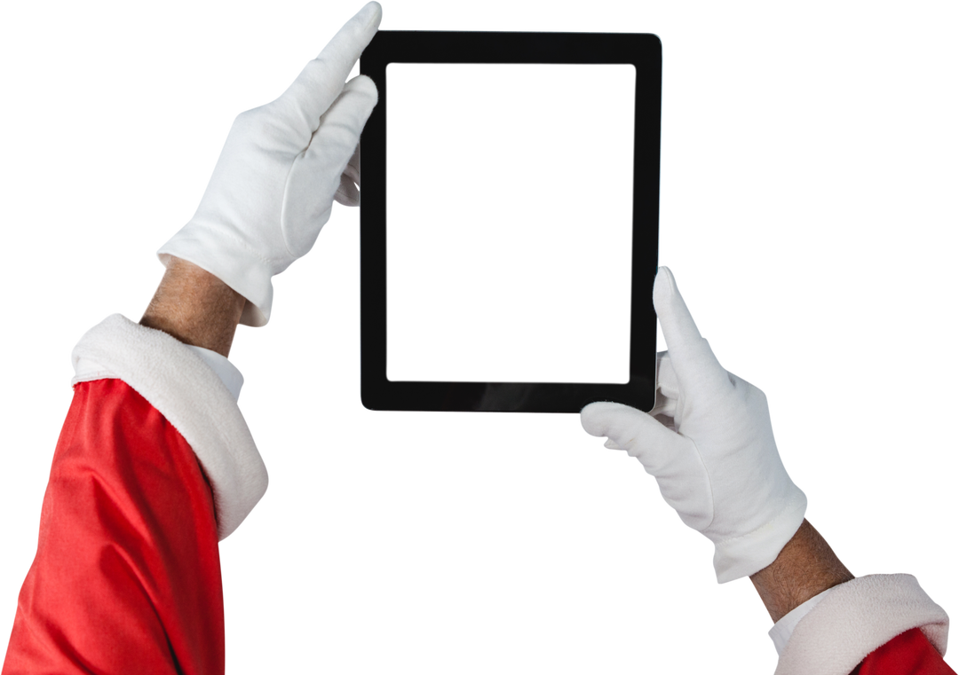 Transparent Santa Claus Hands Holding Digital Tablet in Horizontal Position - Download Free Stock Images Pikwizard.com