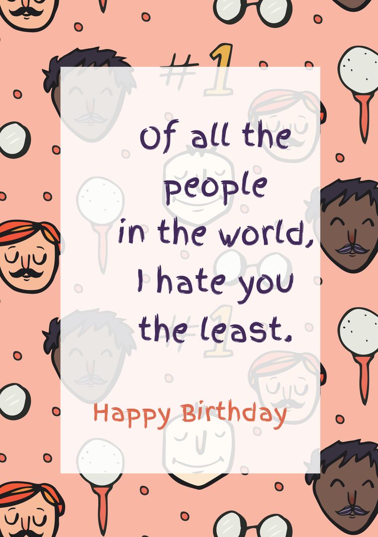 Playful Doodle Birthday Card with Funny Quote on Pink Pattern - Download Free Stock Templates Pikwizard.com