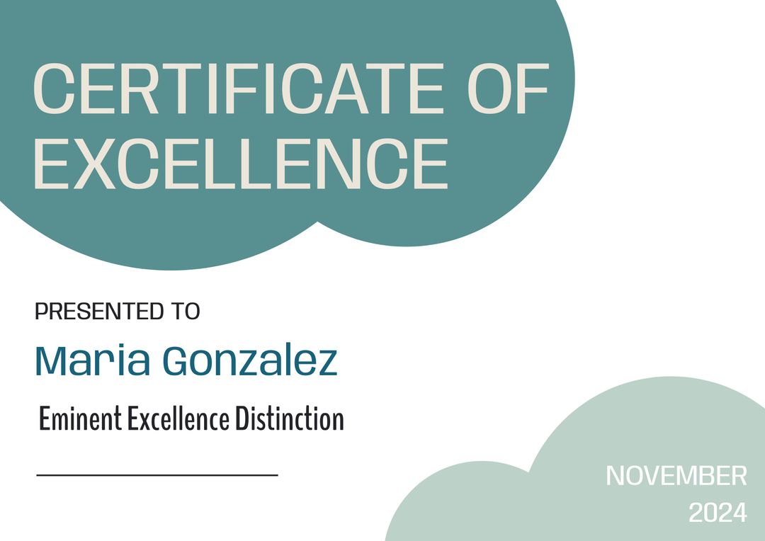 Certificate of Excellence Award Template with Elegant Design - Download Free Stock Templates Pikwizard.com