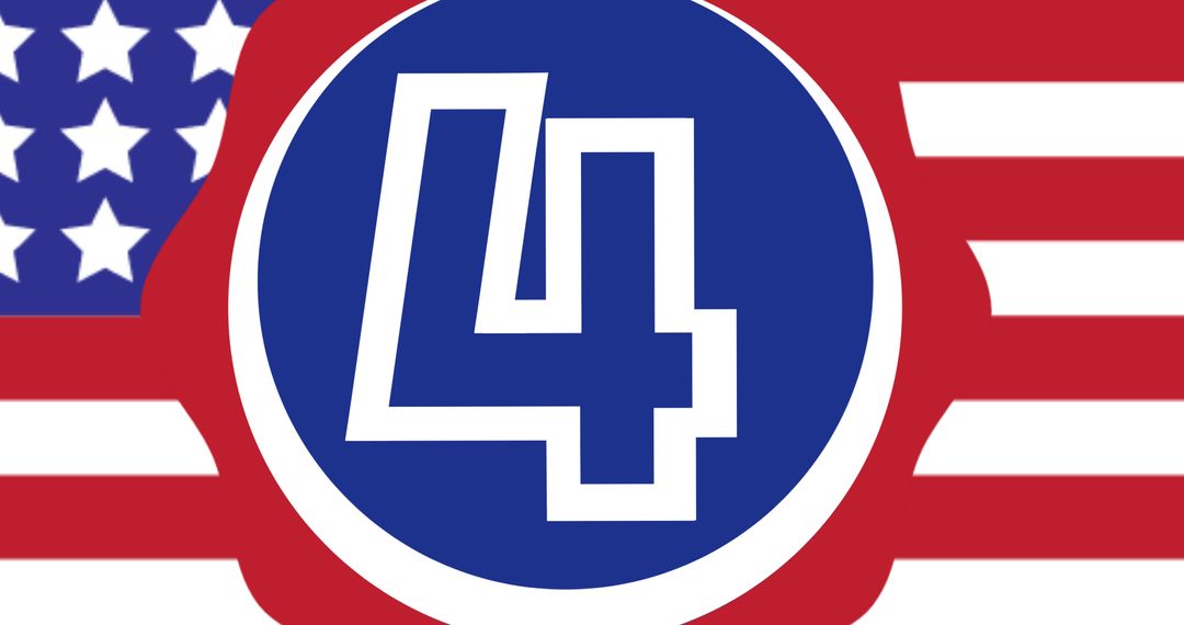 Number Four with American Flag Colors for Patriotic Celebration