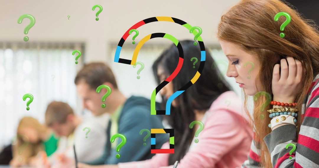 Diverse Students Contemplating Assignments