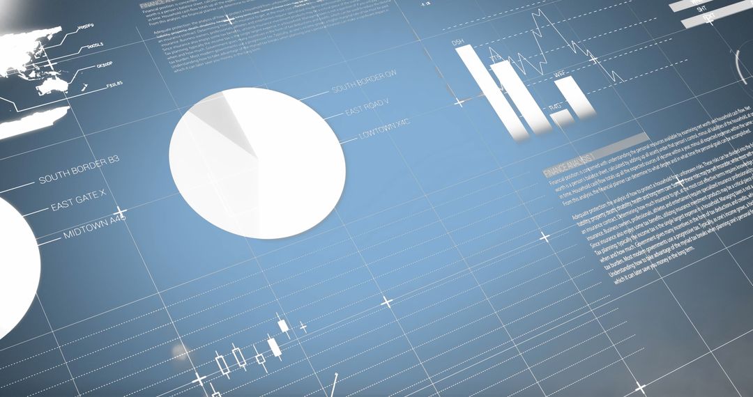 Digital Financial Data Analytics on Blue Background