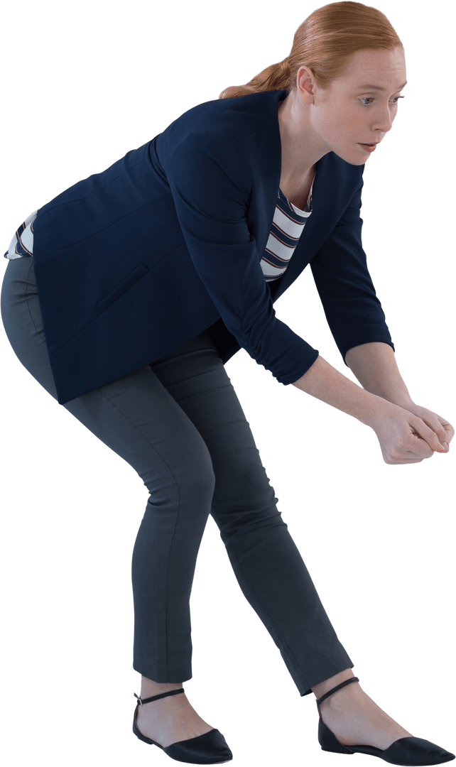 Businesswoman Holding Invisible Object in Transparent Pretending Pose