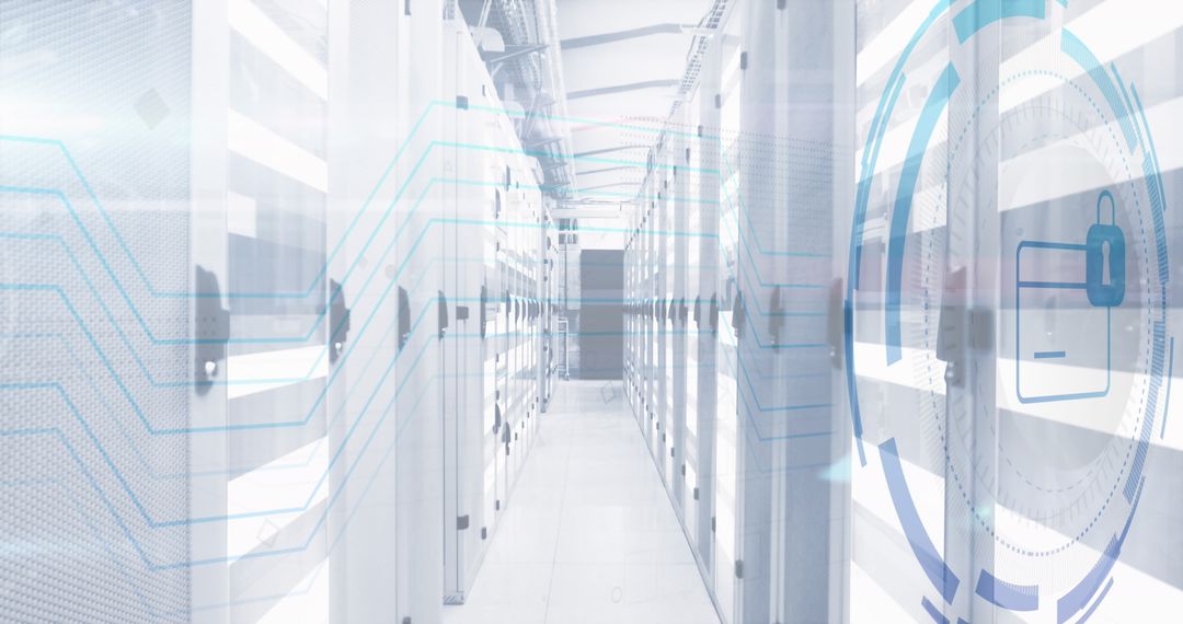 Secure Digital Server Room with Complex Protection Symbol