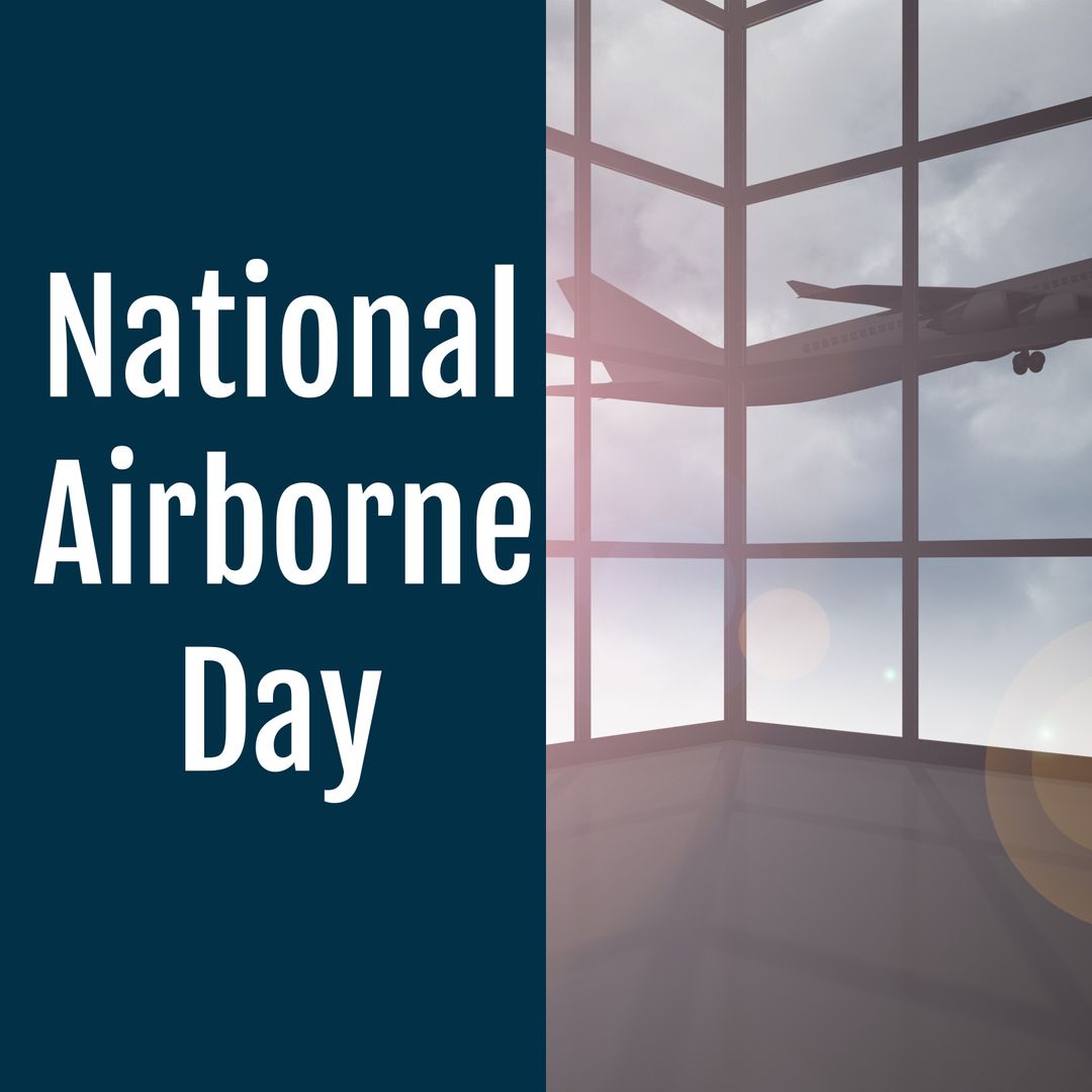 National Airborne Day Celebration with Airplane Silhouette