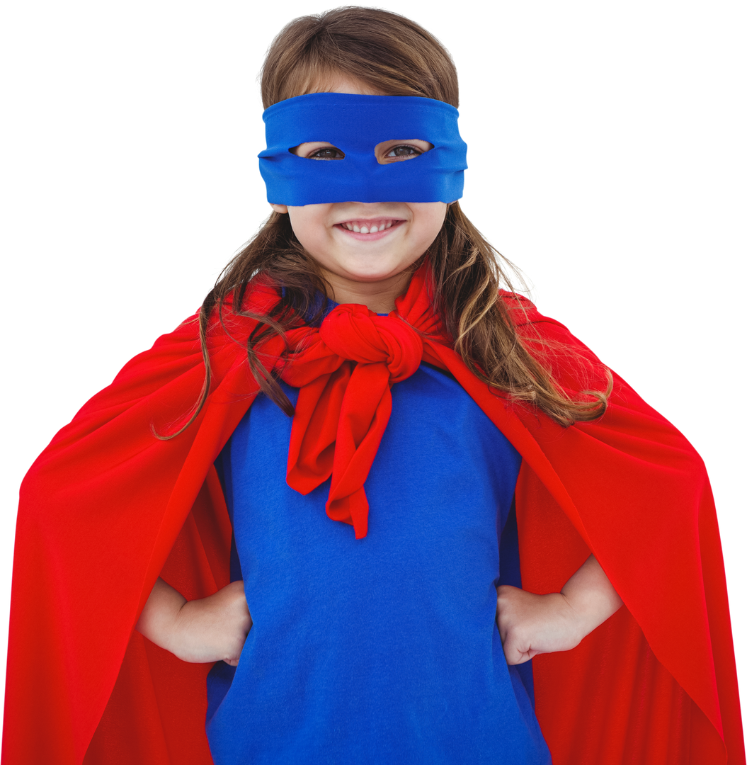 Young Girl in Transparent Hero Costume Smiling confidently - Download Free Stock Images Pikwizard.com