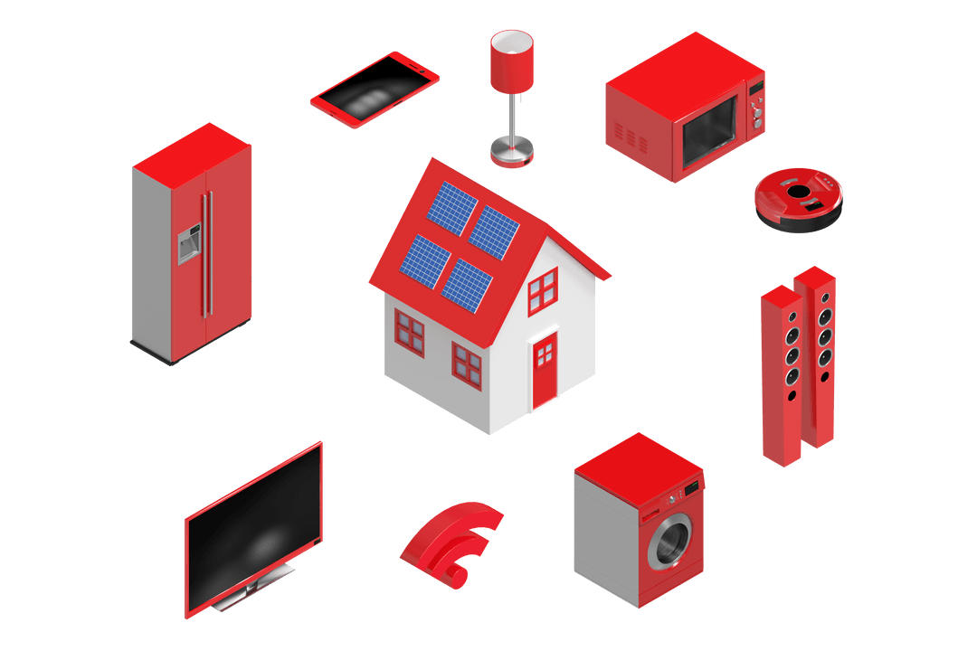 Transparent Smart Home Icon With Appliances and Gadgets
