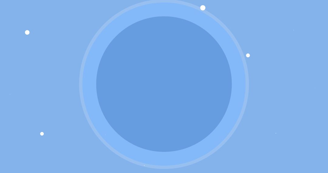 Pulsating Blue Circle with Floating White Dots on Blue Background