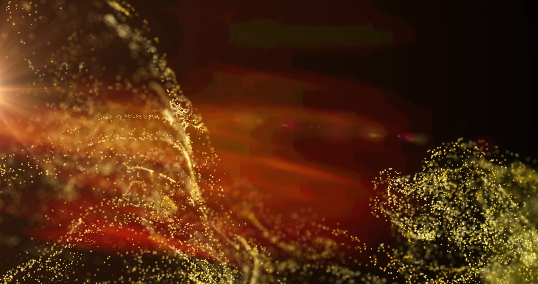 Golden Particle Wave with Fiery Aura