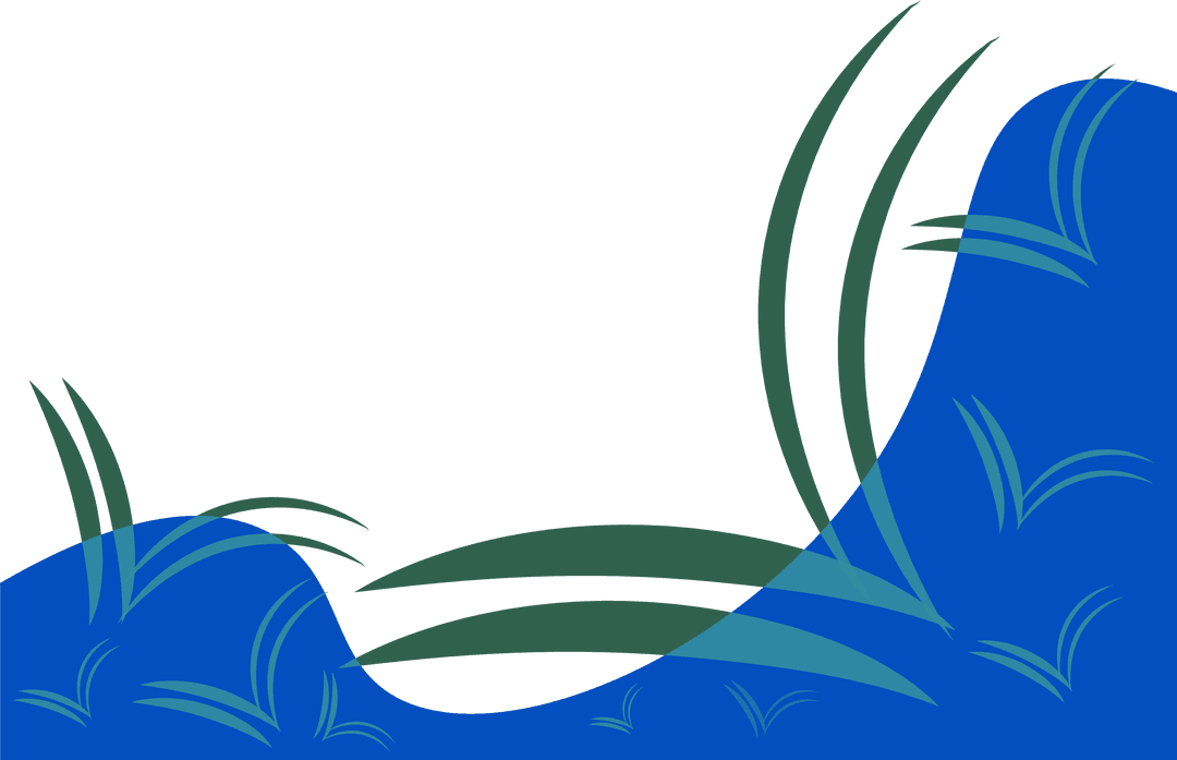 Green and Blue Abstract Shapes on Transparent Background