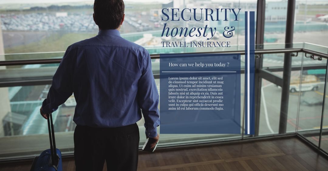 Business Traveler Contemplating Security Advertisement at Airport
