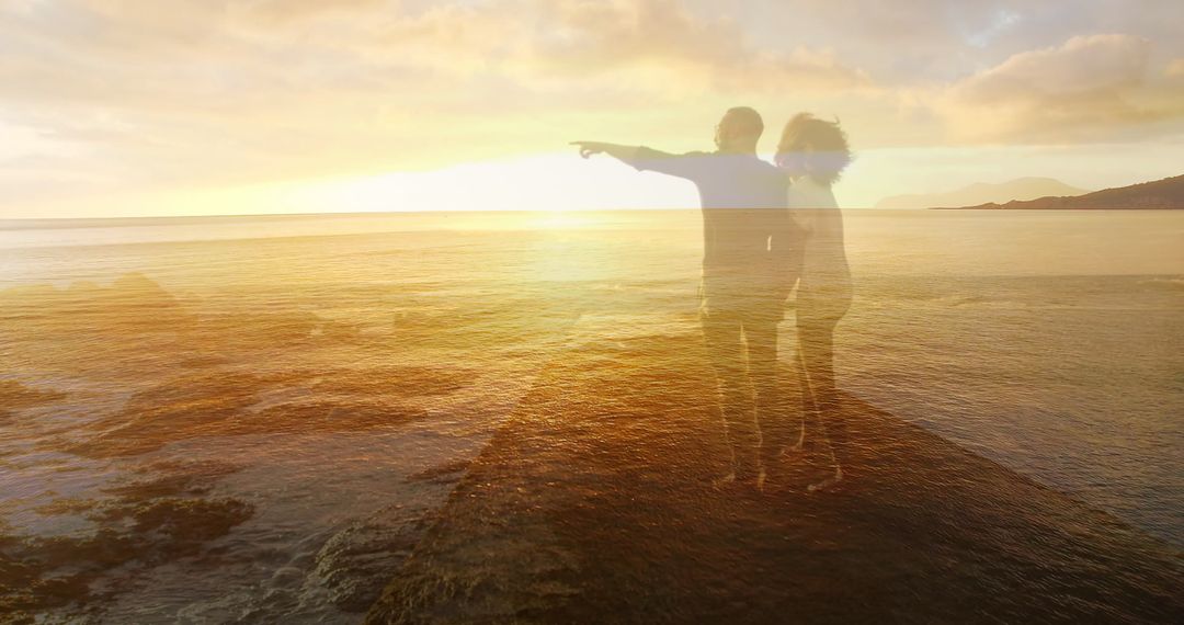 Ethereal Romantic Encounter at Sunset by Ocean