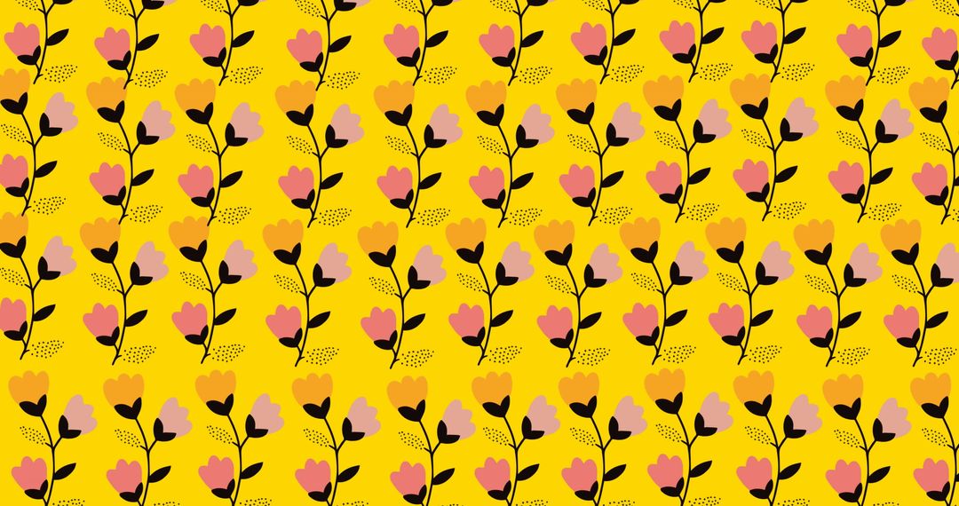 Vivid Abstract Flower Pattern on Yellow Background