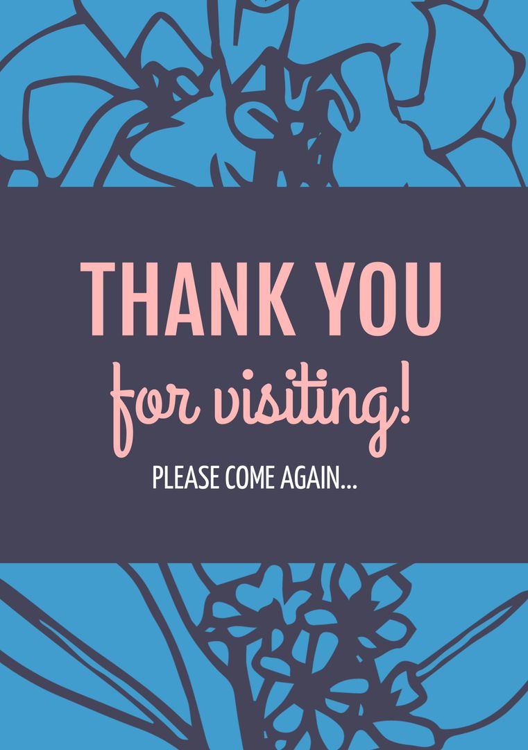 Thank You for Visiting Graphic with Blue Florals and Pink Text - Download Free Stock Templates Pikwizard.com