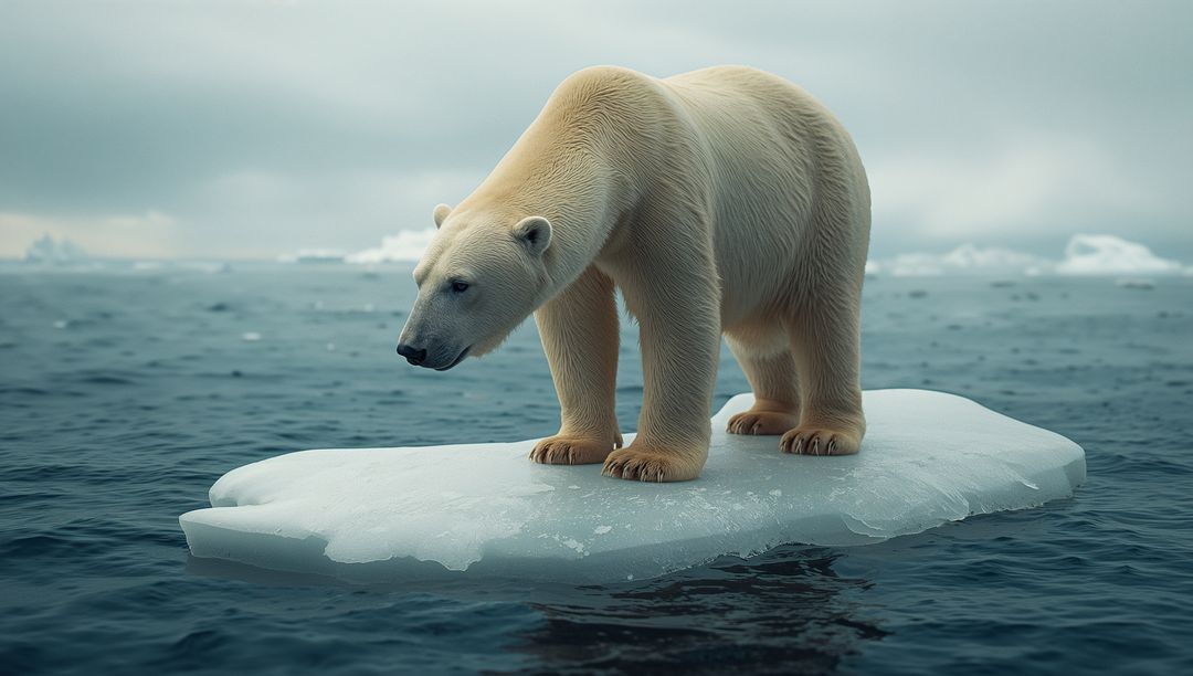 Polar Bear on Ice Floe in Pristine Arctic Water