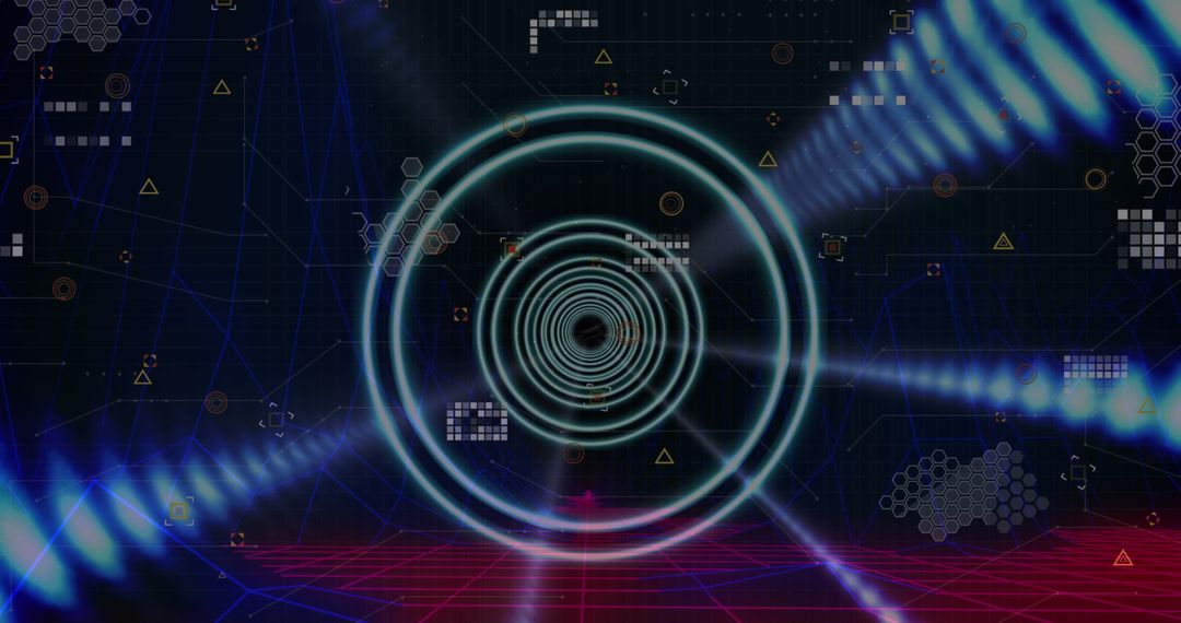 Virtual Reality Vortex with Futuristic Data Elements