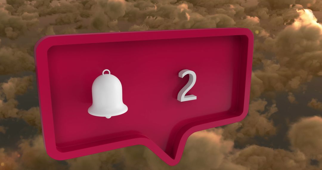 Notification Icon with Speech Bubble over Cloudy Sky in Conceptual Image