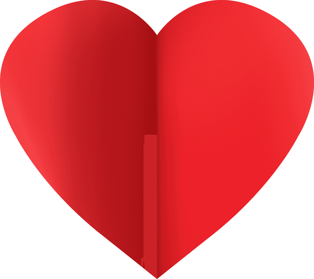 Big Red Heart Illustration on Transparent Background with Copy Space
