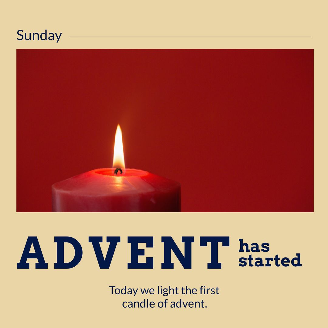 Composition of advent has started text with candle on beige background - Download Free Stock Templates Pikwizard.com