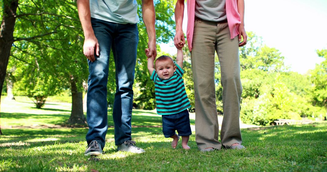 Parents Holding Toddler's Hands in Park - Free Images, Stock Photos and Pictures on Pikwizard.com