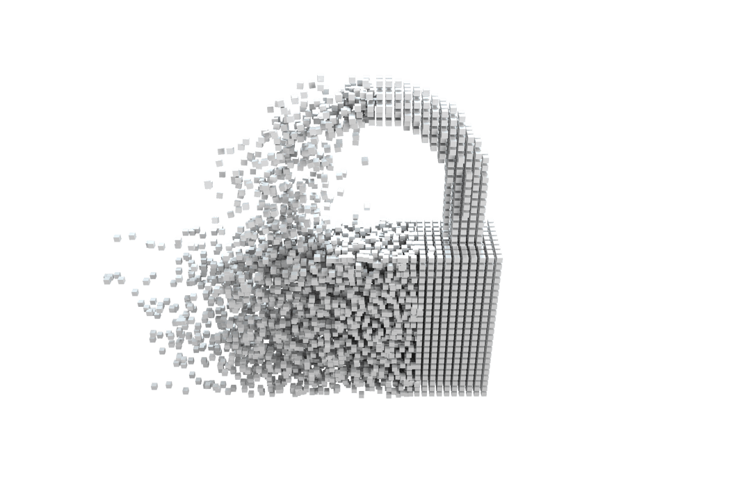 Transparent Digital Lock Breaking Into Pixels