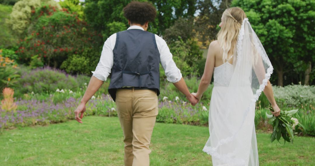 Couple Enjoying Picturesque Garden Wedding