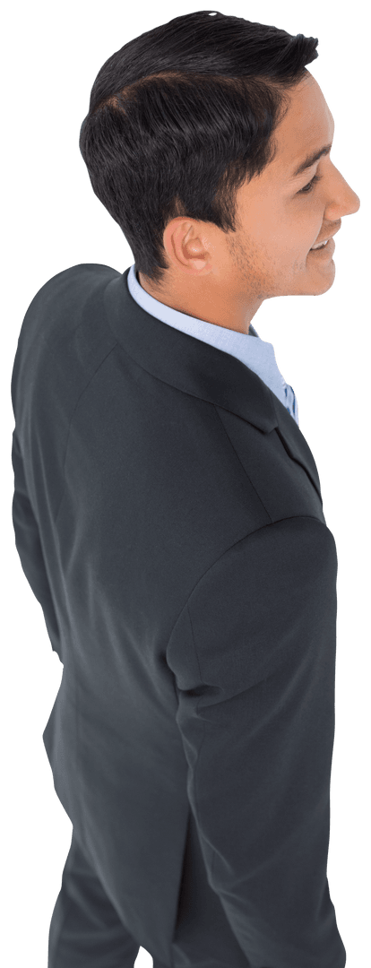 Smiling Asian Businessman in Formal Suit on Transparent Background